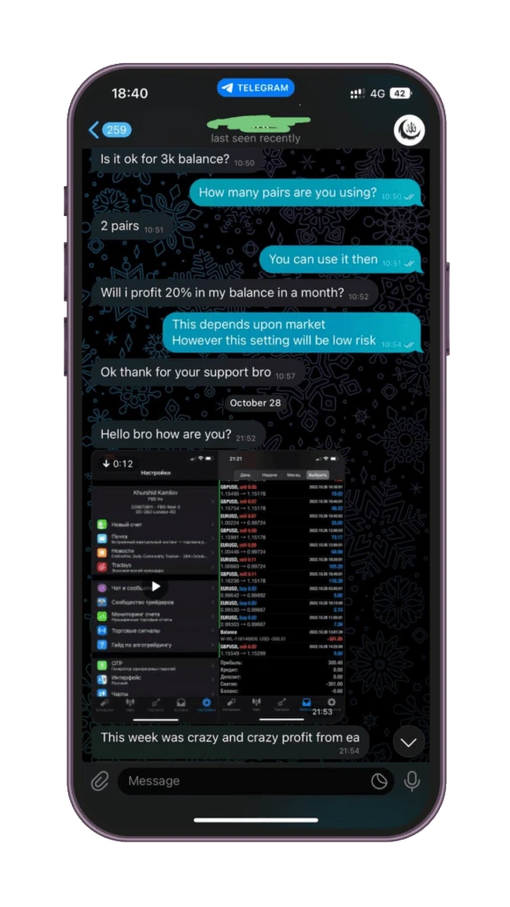 Forex Miner EA Telegram client feedback 8